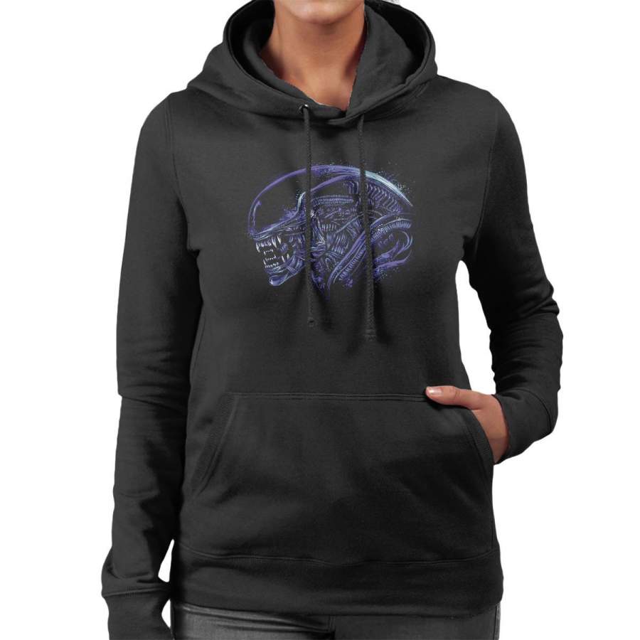 Aliens Space Nightmare Purple Women’s Hooded Sweatshirt
