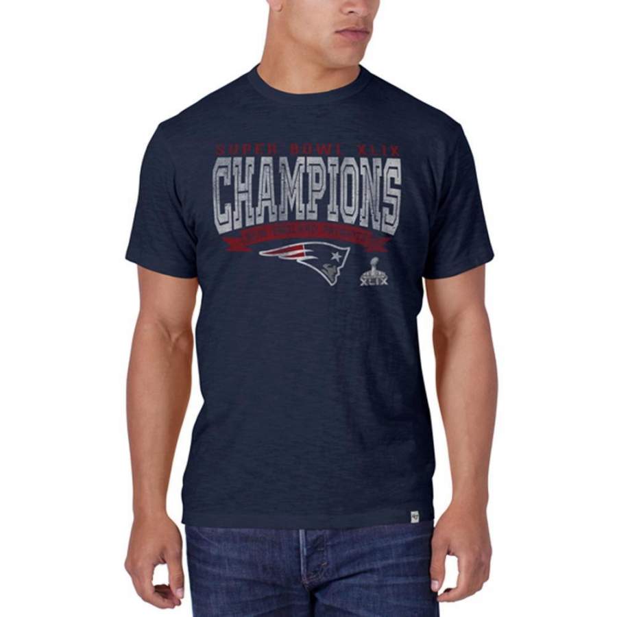 New England Patriots – Super Bowl 49 Champions Bold Logo Scrum Navy Premium T-Shirt