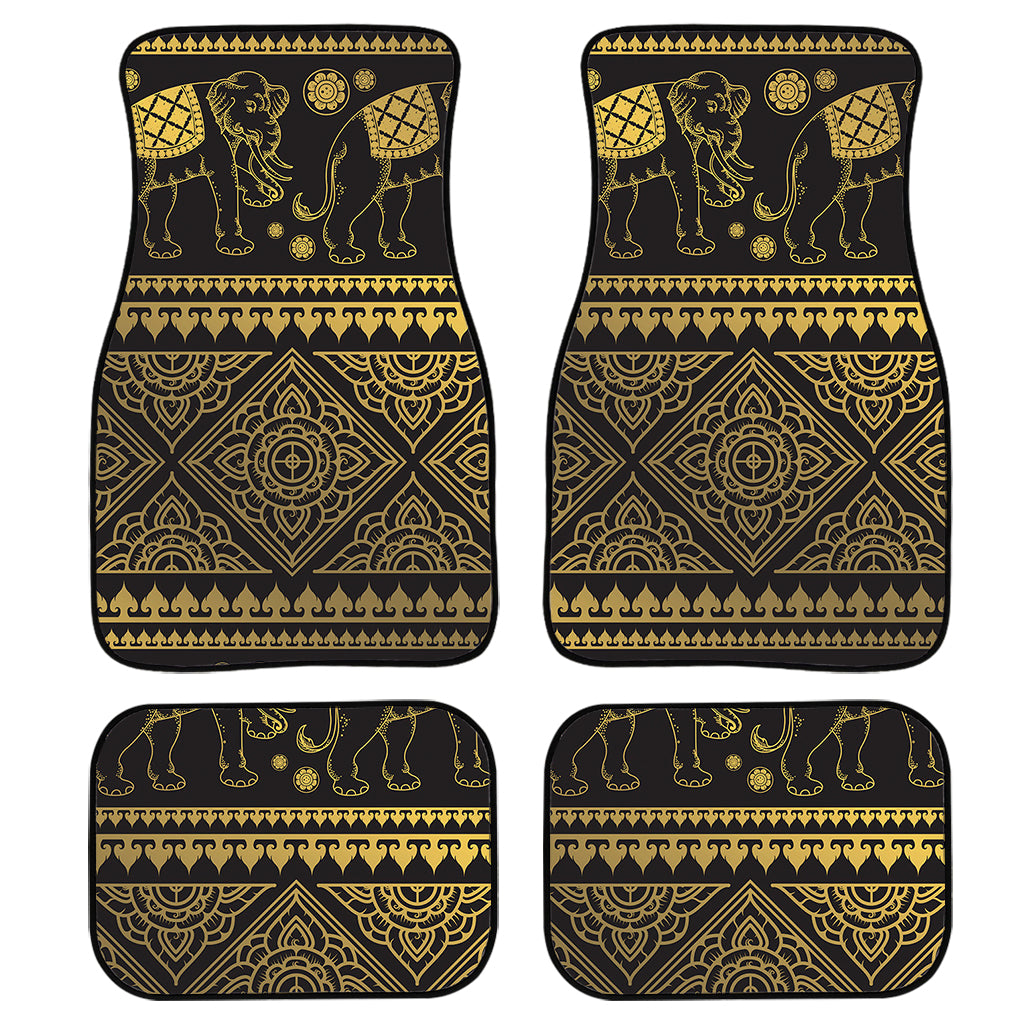 Ethnic Thai Elephant Pattern Print Front And Back Car Floor Mats