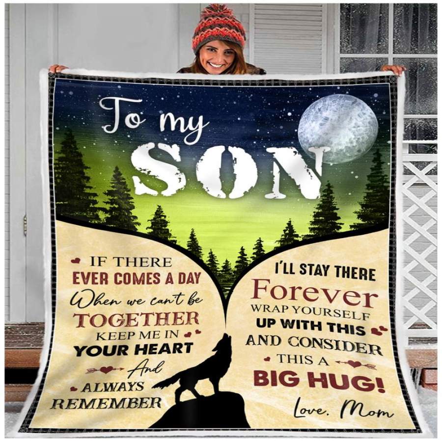 ZALOOO Big Heart Mom To Son Wolf Blanket