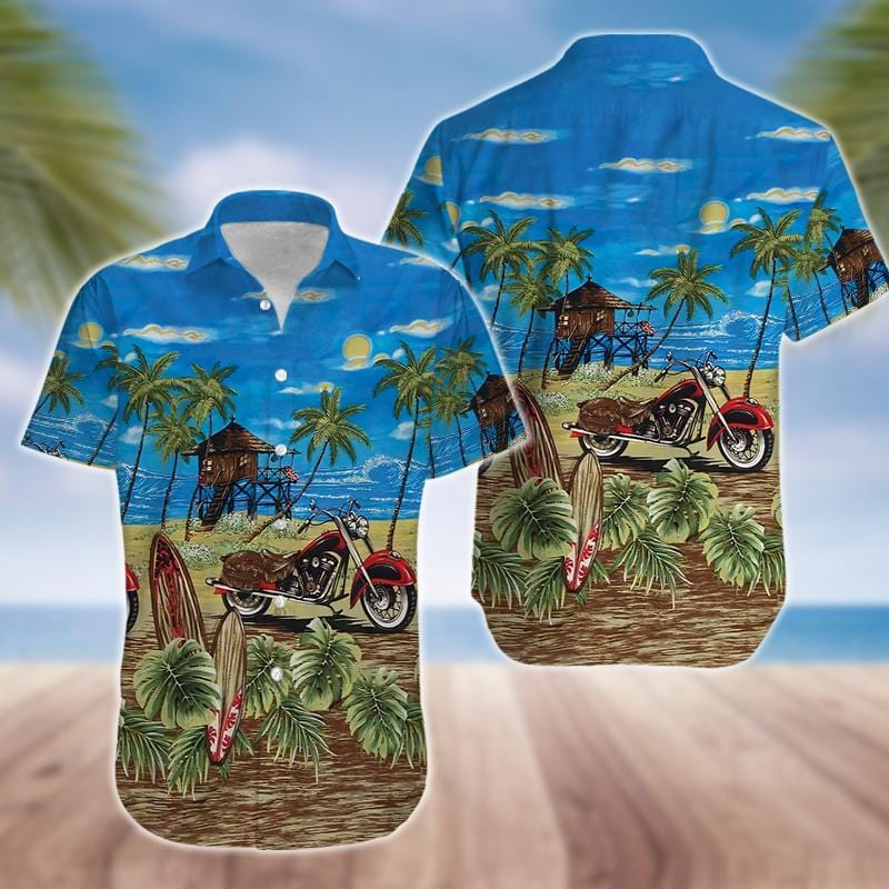 Tropical Motorcycles Unisex Hawaii Aloha Shirts H Ha87657