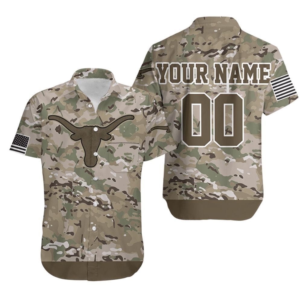 Texas Longhorns Camouflage Pattern Personalized Hawaii Shirt Ha2238