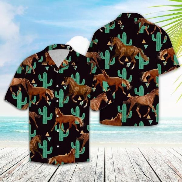 Horse Cactus Pattern Hawaii Shirt For Men Women Ha14169