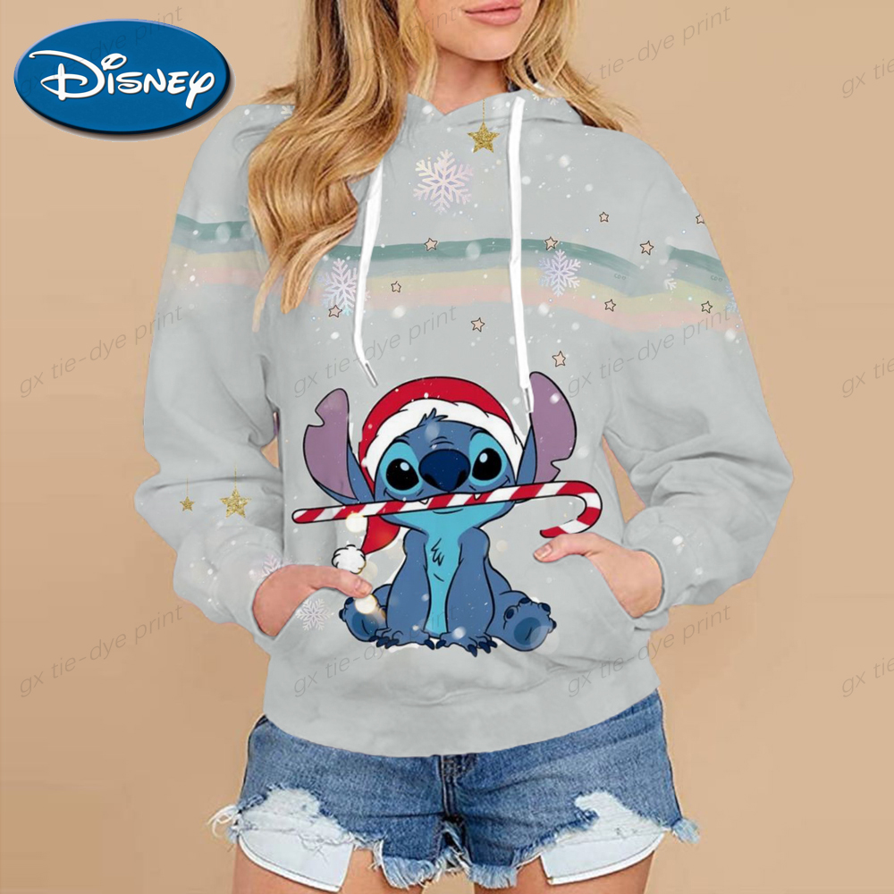 Streetwear Hoodies Disney Stitch Print Women Sweatshirt Autumn Long Sleeve Harajuku Pullovers Christmas Hooded Sweater mujer alx