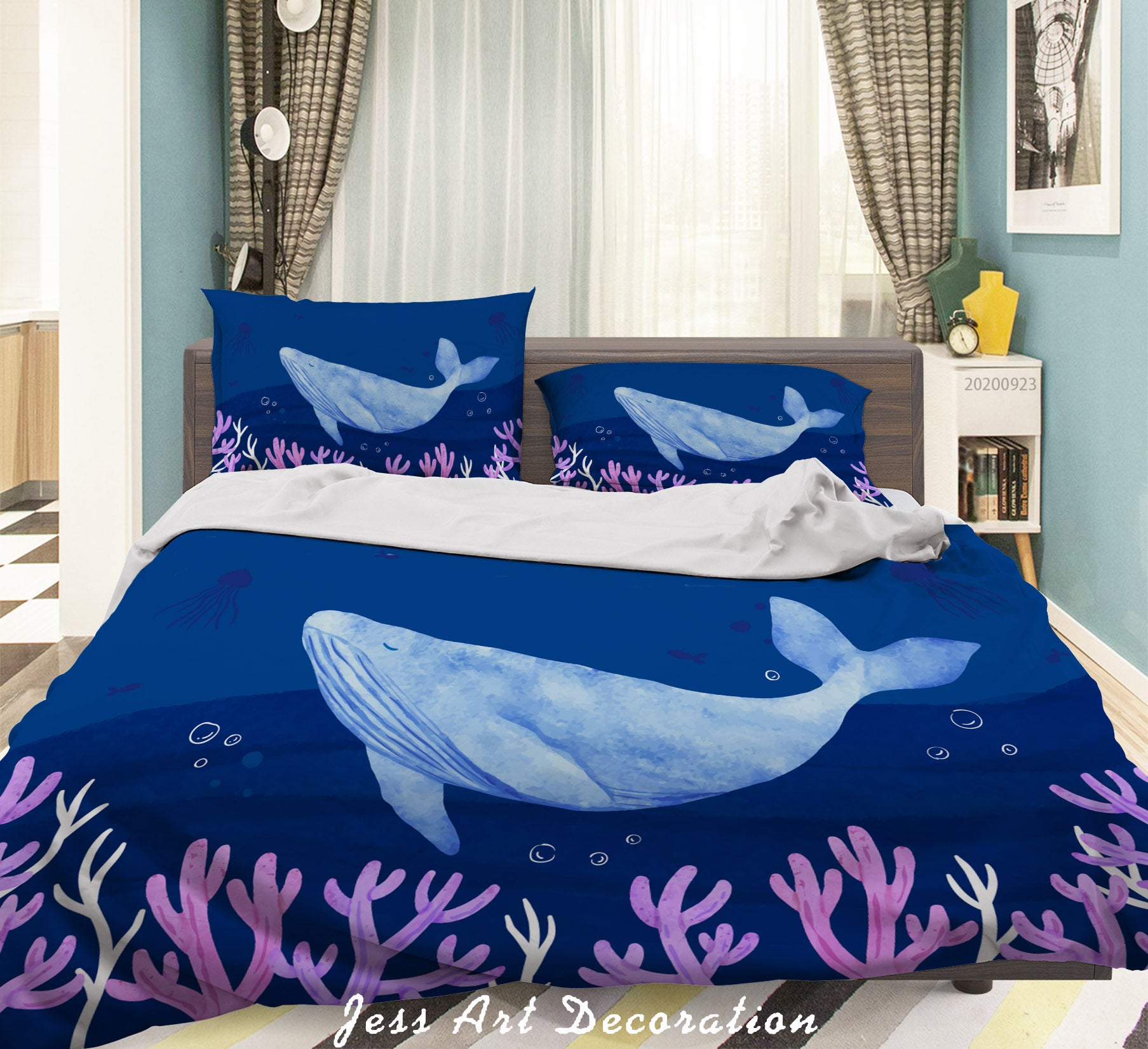 3D Sea Whale Coral Pattern Quilt Cover Set Bedding Set Duvet Cover Pillowcases Wj 6396