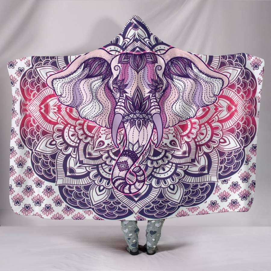 Lucky Elephant Purple Mandala Hooded Blanket Christmas Gift Ideas