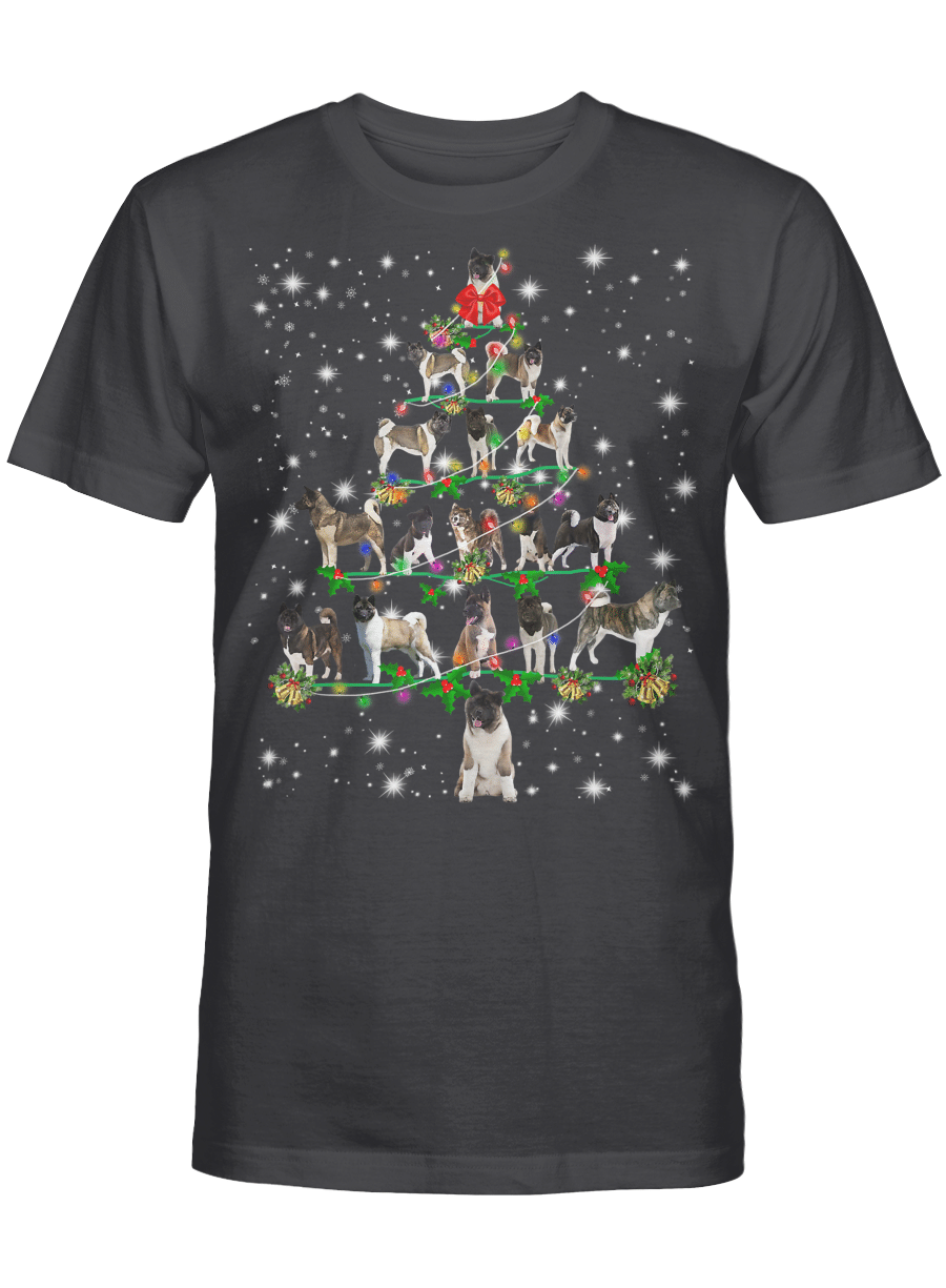 AmazeStyleZ Santa’s Reindeer, Ugly Christmas Sweater, Christmas Gift Ideas, Funny Akita Christmas Tree Tee Ornament Decor Gift T-Shirt