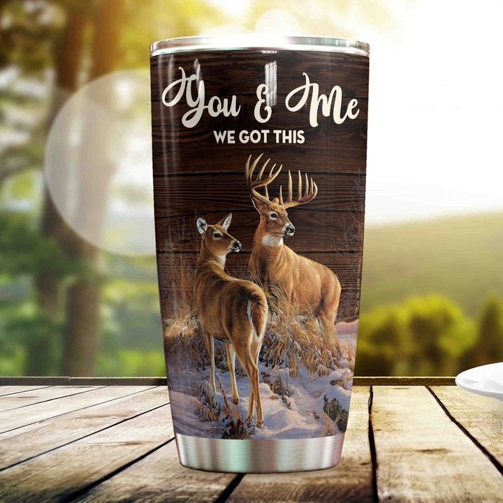 Deer Couple To My Husband I Could Live With You Stainless Steel Skinny Tumbler Bulk, Double Wall Vacuum Slim Water Tumbler Cup With Lid, Reusable Metal Travel Coffee Mug