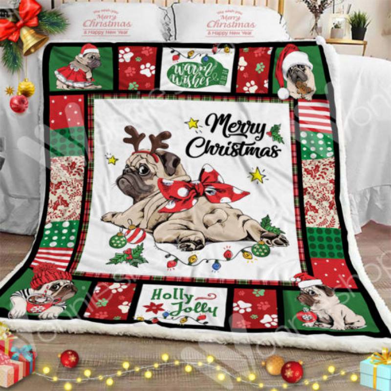 Pug Christmas Sherpa Blanket OCT1102 82O33