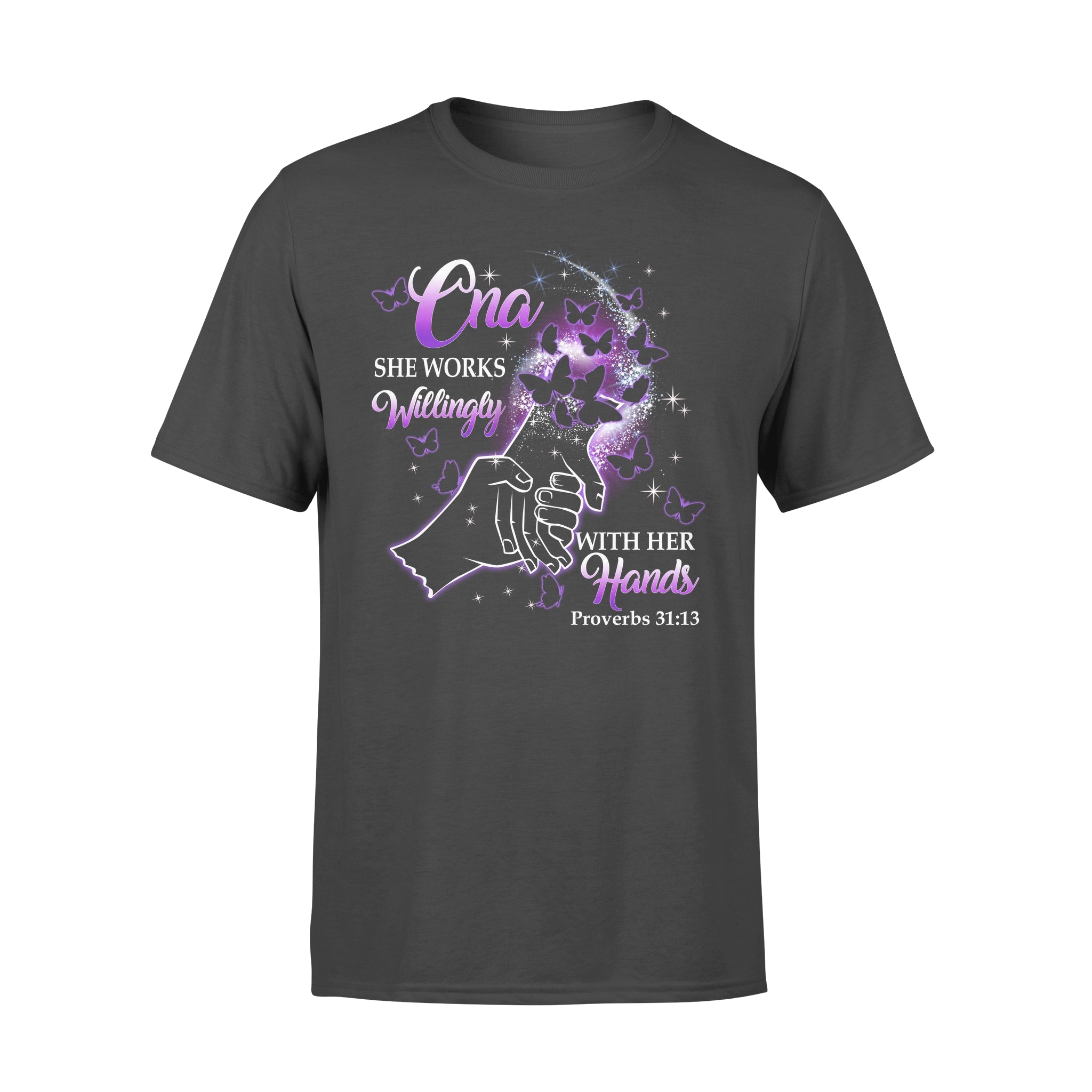 CNA Works Willingly With Her Hands Gift – Premium T-shirt