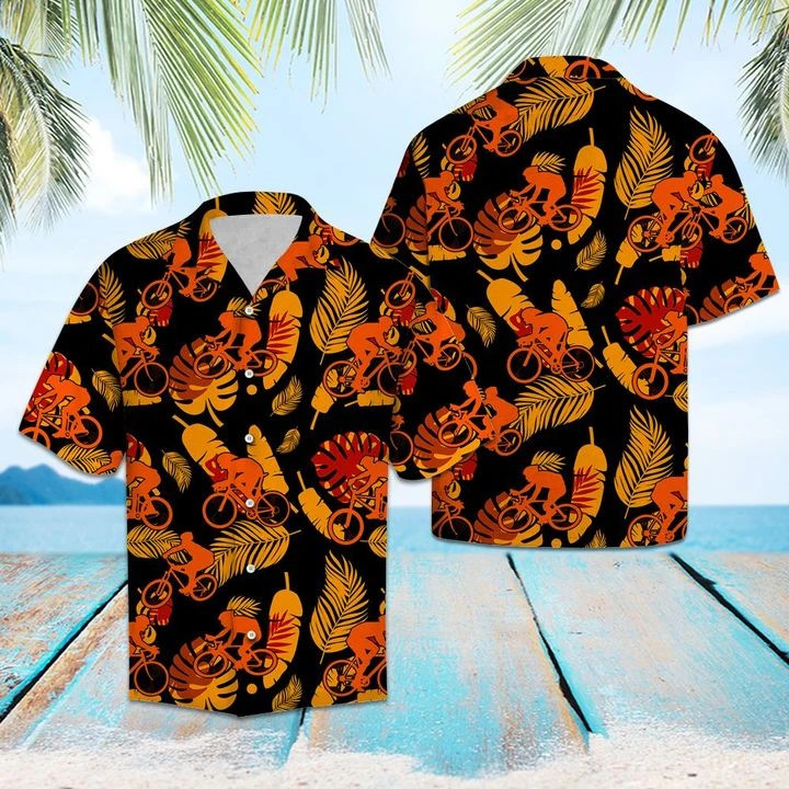 Biking Orange Flower Hawaii Shirt Unisex Adult Ha34609