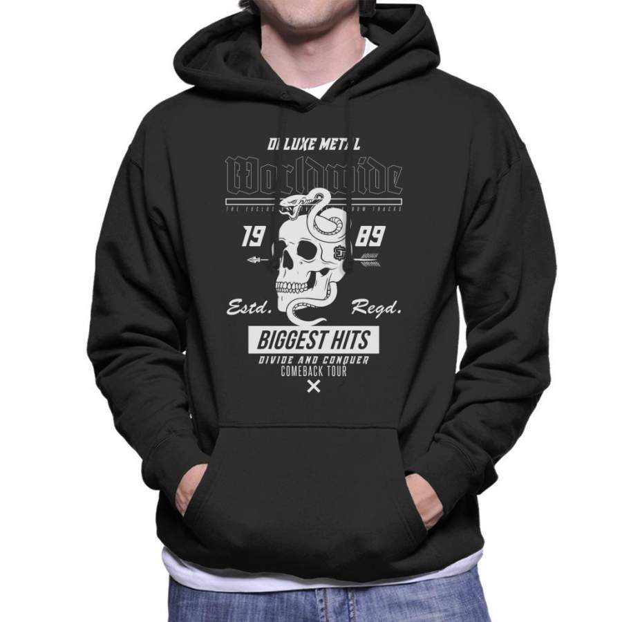 Divide And Conquer Worldwide Metal Skull Snake Men’s Hooded Sweatshirt