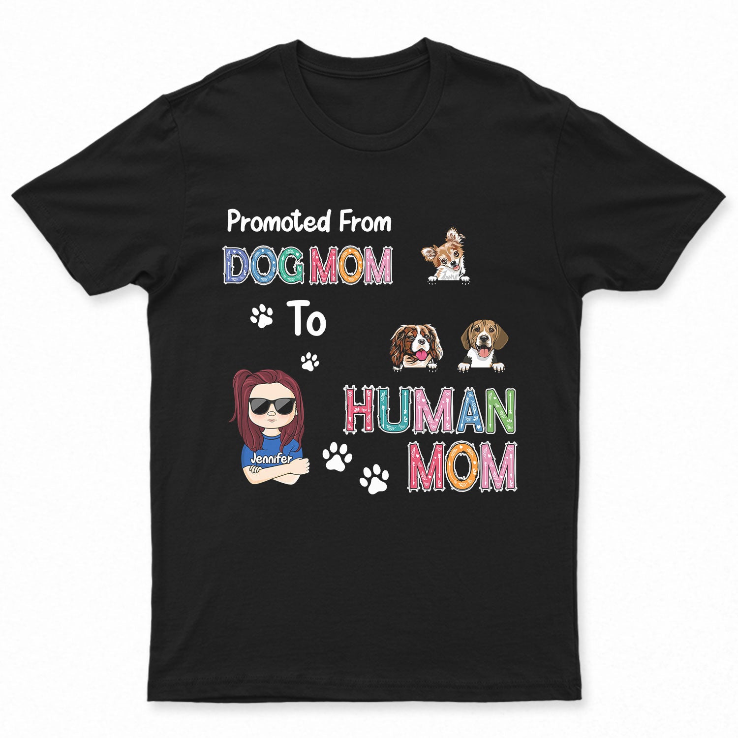 Mother Gift Pet Lovers Promoted From Dog Mom To Human Mom – Gift For Mom – Personalized Custom T Shirt