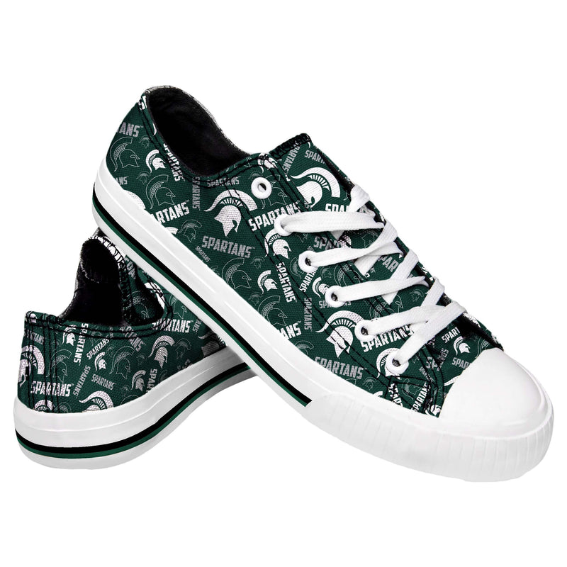 Michigan State Spartans NCAA Womens Low Top Repeat Print Canvas Shoes