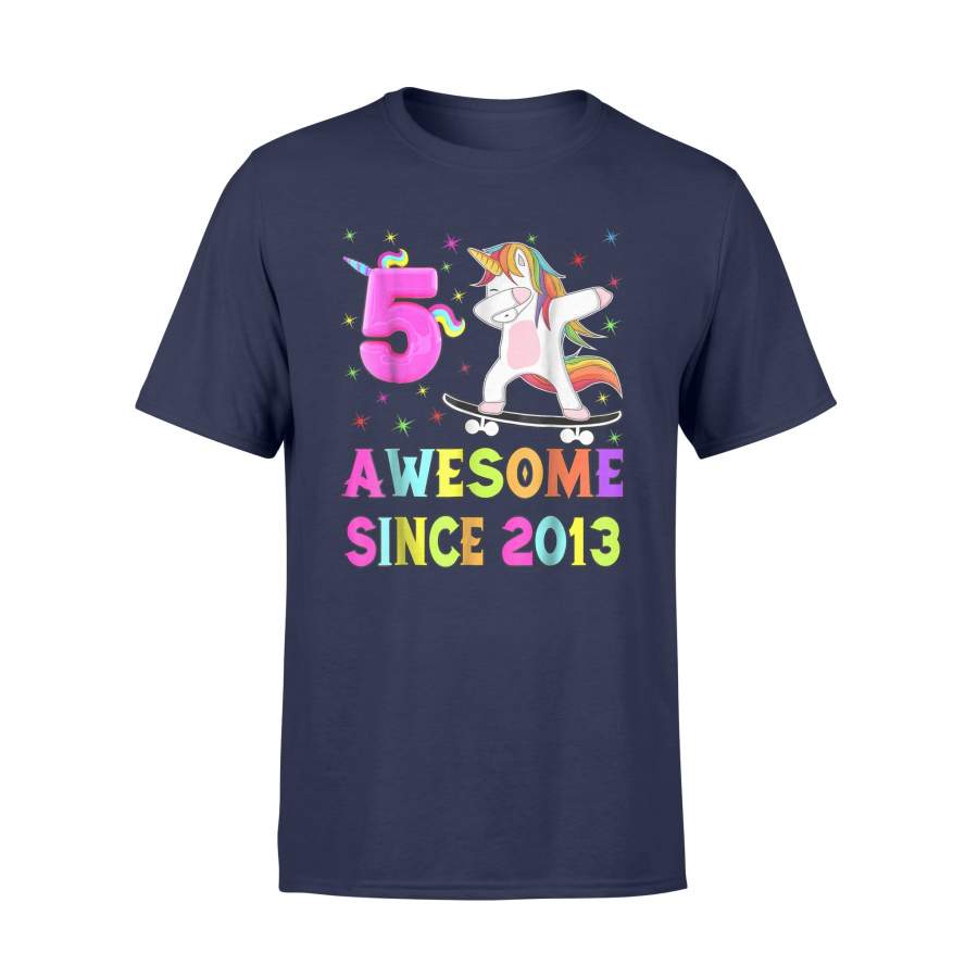 5th B-Day Kids-2018- And Awesome Unicorn Dabbing Skateboard T Shirt