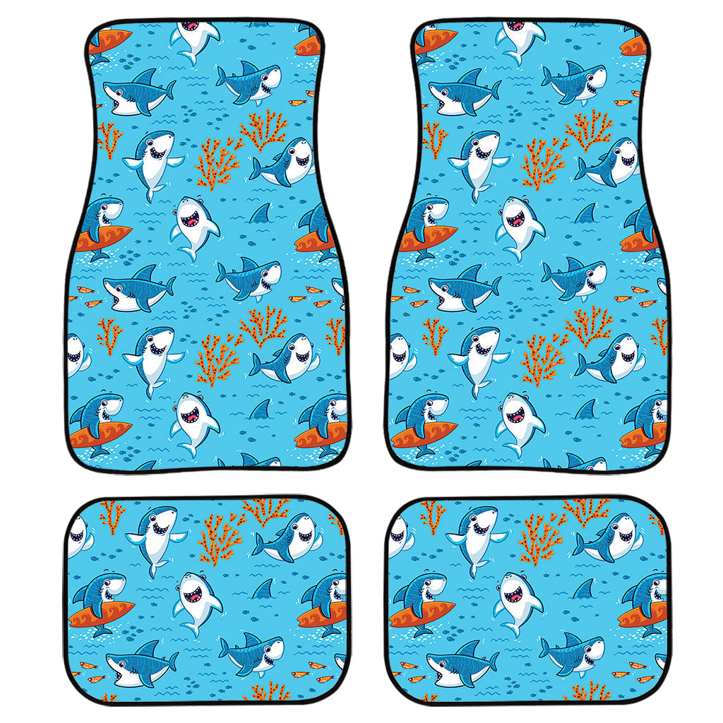 Cute Shark Pattern Print Front And Back Car Floor Mats, Front Car Mat