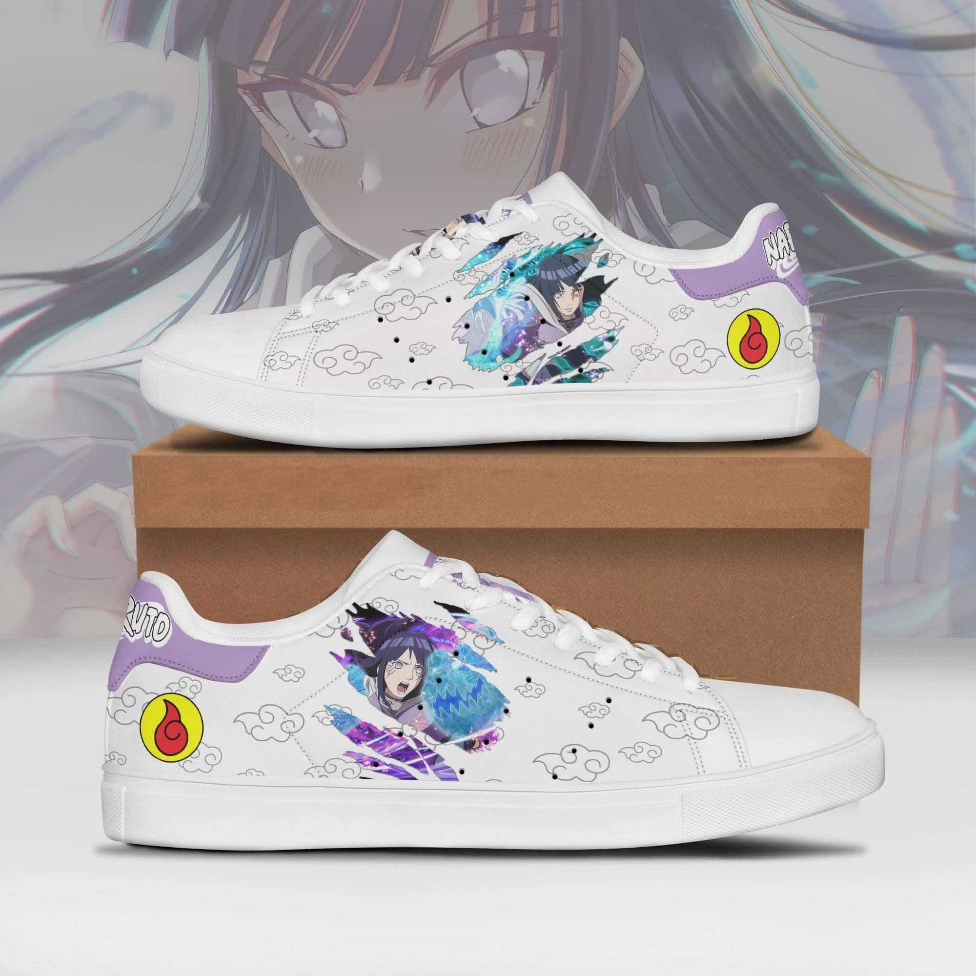 Hinata Hyuga Akatsuki Naruto Anime Christmas Gift For Fan Low Top Leather Skate Shoes Sneakers For Man And Women