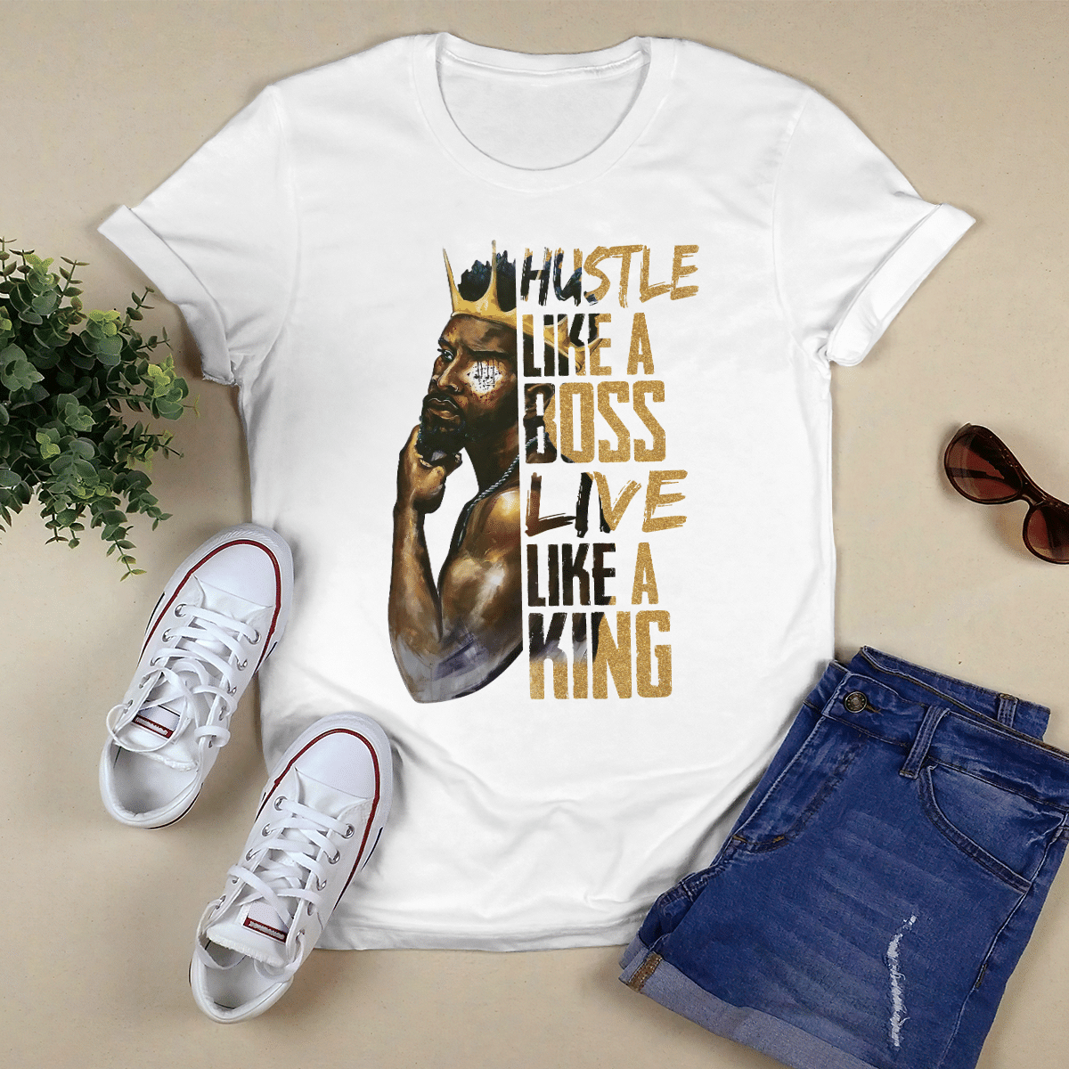 Shirt For Men Black King Shirt Hustle Like A Boss Live Like A King Shirts