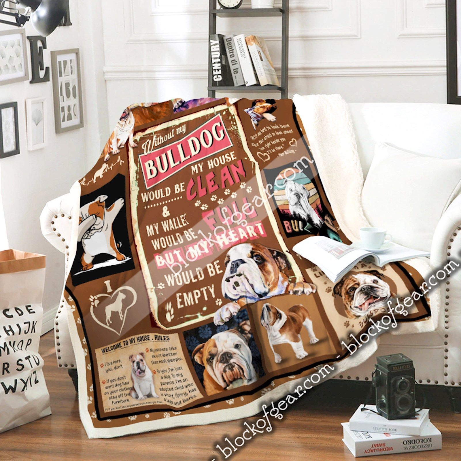 Bulldog Sofa Throw Blanket