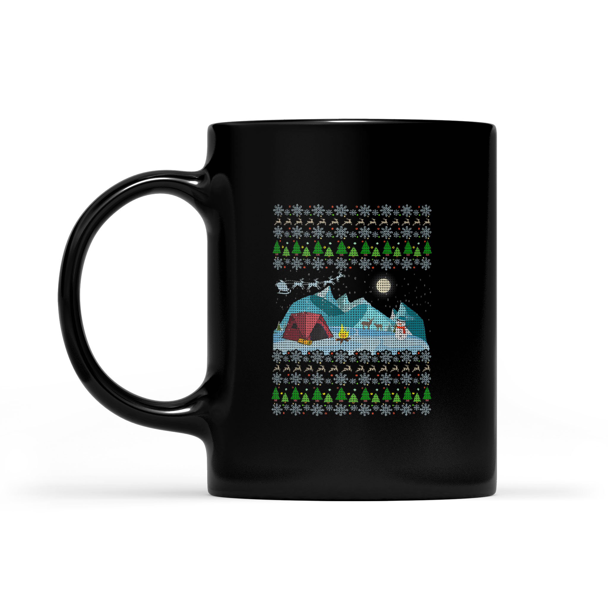 Ugly Christmas Camping – Black Mug