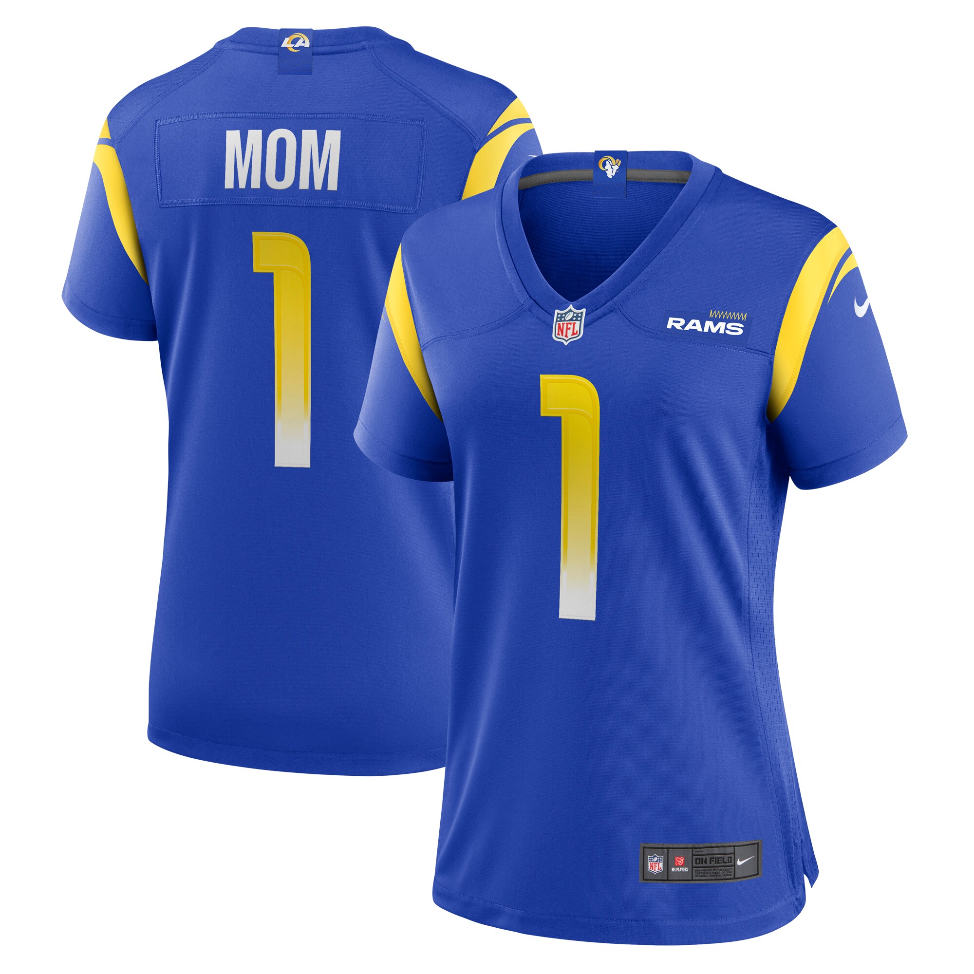 Number 1 Mom Los Angeles Rams Women's Game Jersey – Royal