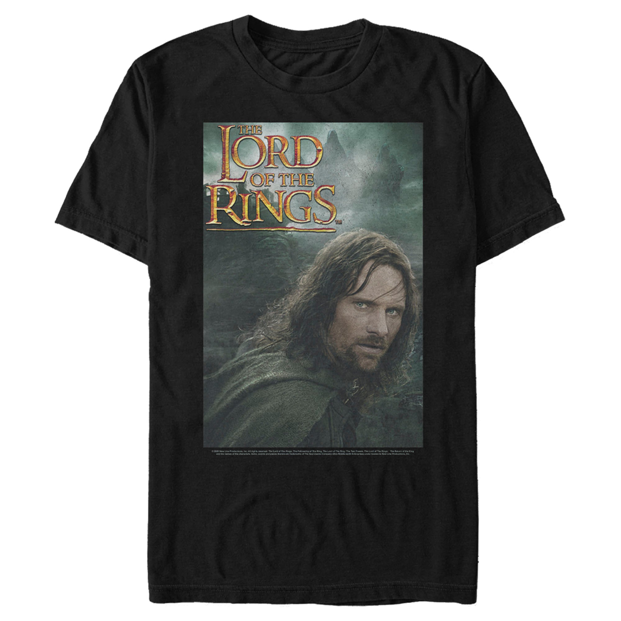 The Lord Of The Rings Men’S Fellowship Of The Ring Aragorn Movie Poster  T-Shirt