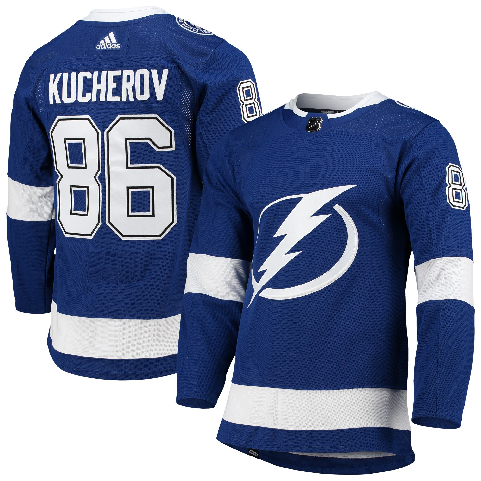 Men's Tampa Bay Lightning Nikita Kucherov adidas Blue Home Primegreen Authentic Pro Player Jersey