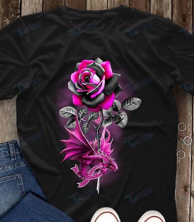 Breast Cancer Awareness Rose Dragon Graphic Unisex T Shirt, Sweatshirt, Hoodie Size S – 5Xl