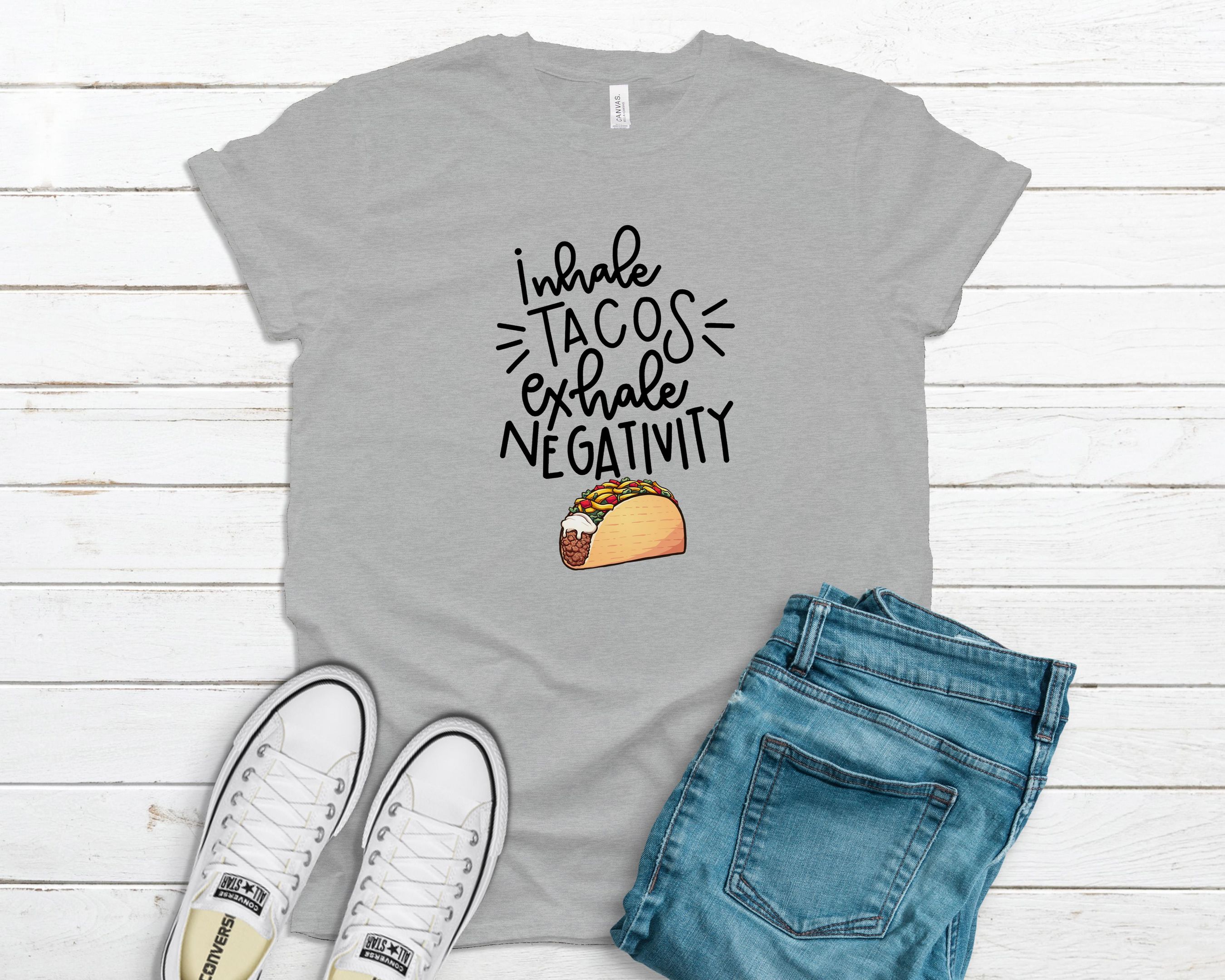 Inhale Tacos Exhale Negativity Shirt, Taco Shirt, Latinx Heritage Shirt, Hispanic Heritage