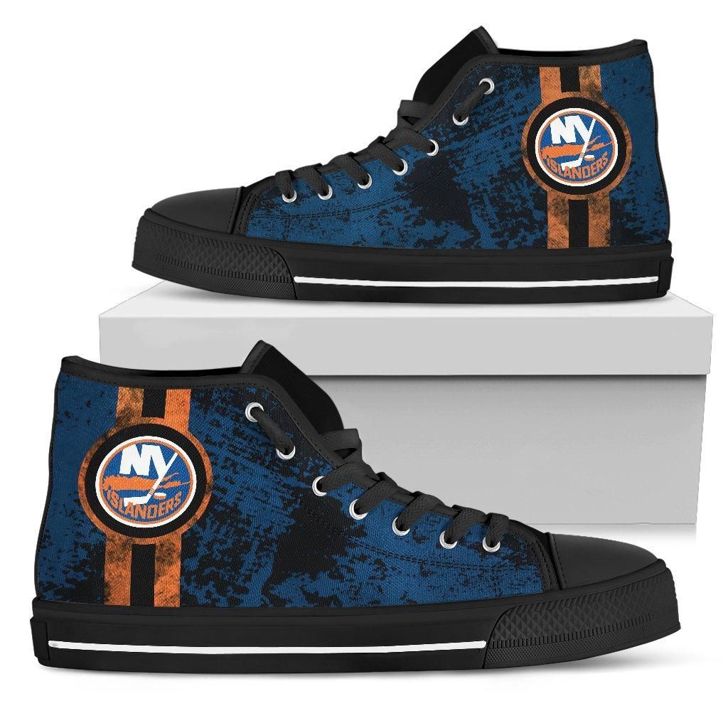 Blakc High Top Canvas Shoes New York Islanders Triple Stripe Bar Dynamictop-quality Unisex Lovely Birthday Gift