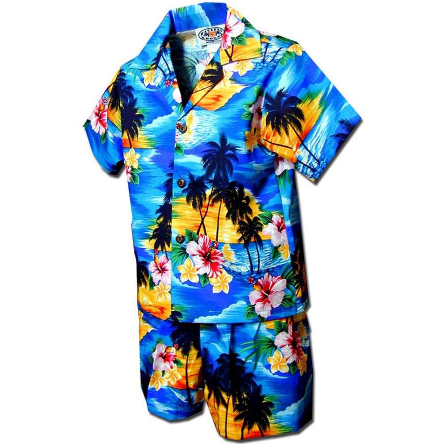 Diamond Head Sunset Blue Hawaii Shirt And Shorts Ha48133