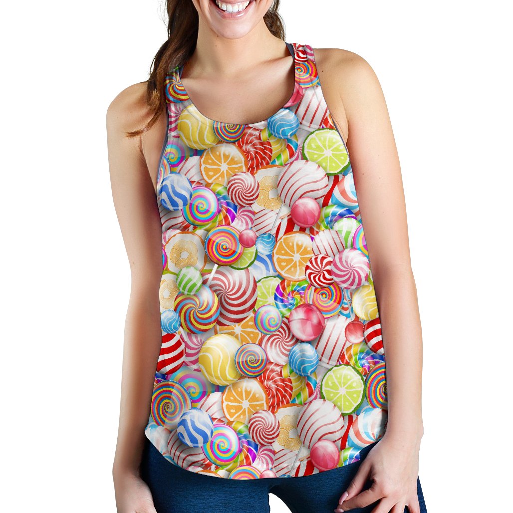 Candy Lollipop Pattern Women Racerback Tank Top