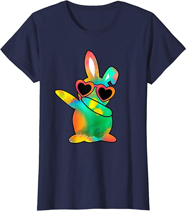 Watercolor Dabbing Bunny with Heart Glasses Mommy and Me T-Shirt