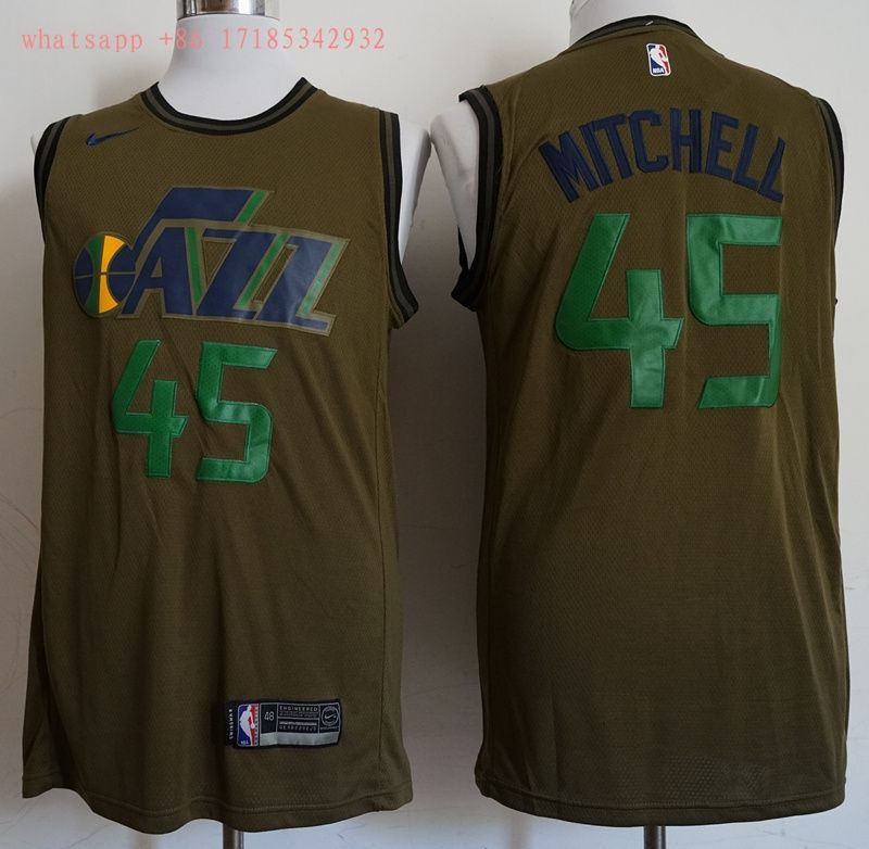 Utah Jazz Donovan Mitchell #45 2020 NBA New Arrival Army Green Jersey