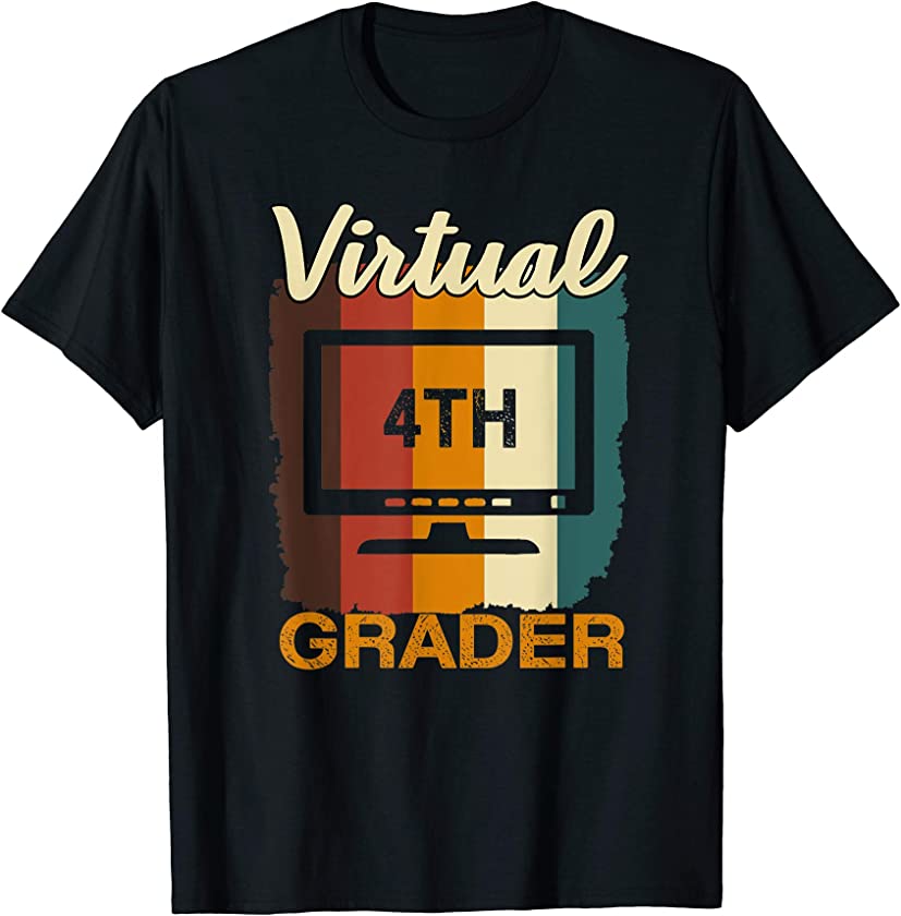 Virtual 4th Grader Vintage Distance Learning Back to School T-Shirt