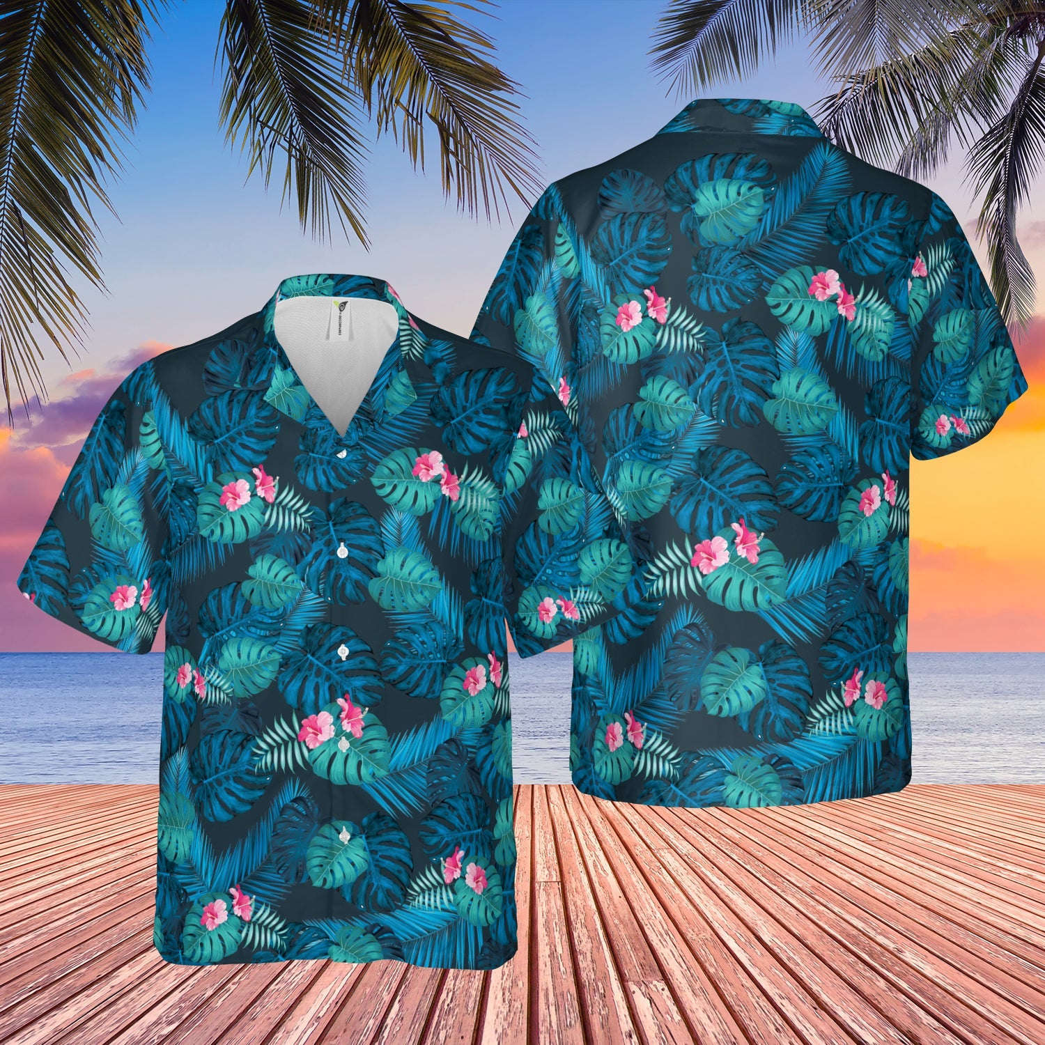 Dark Blue Hawaii Vintage Beach Shirt Ha49884