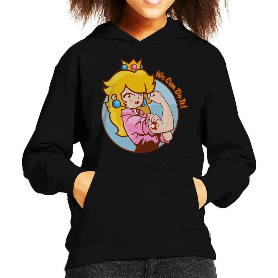 Super Mario Princess Peach We Can Do It Kid’s Hooded Sweatshirt