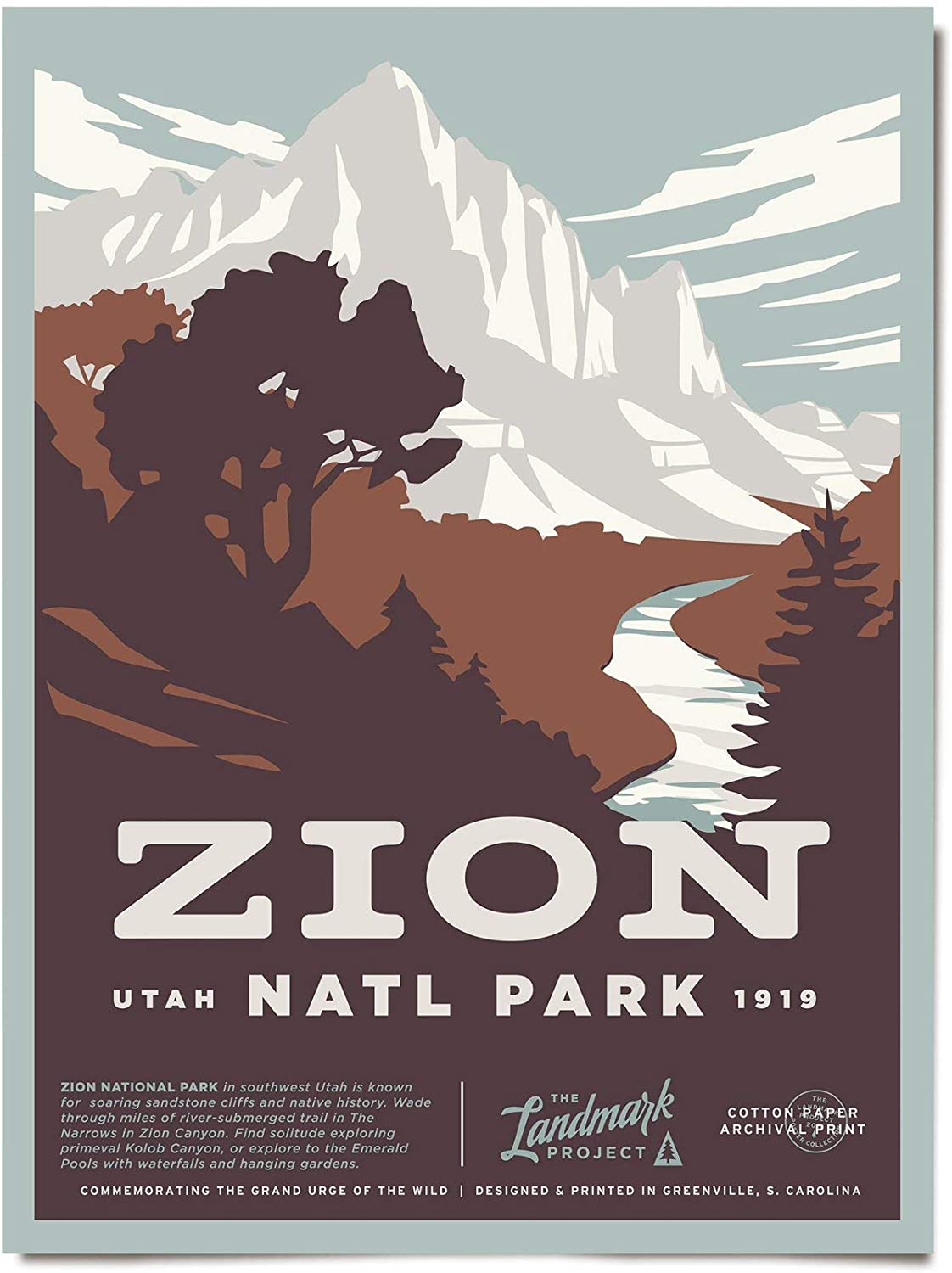 Travel Zion National Park Visit Utah Poster Art Print      Home Decor Gift For Men Women Family Friend On Birthday Xmas