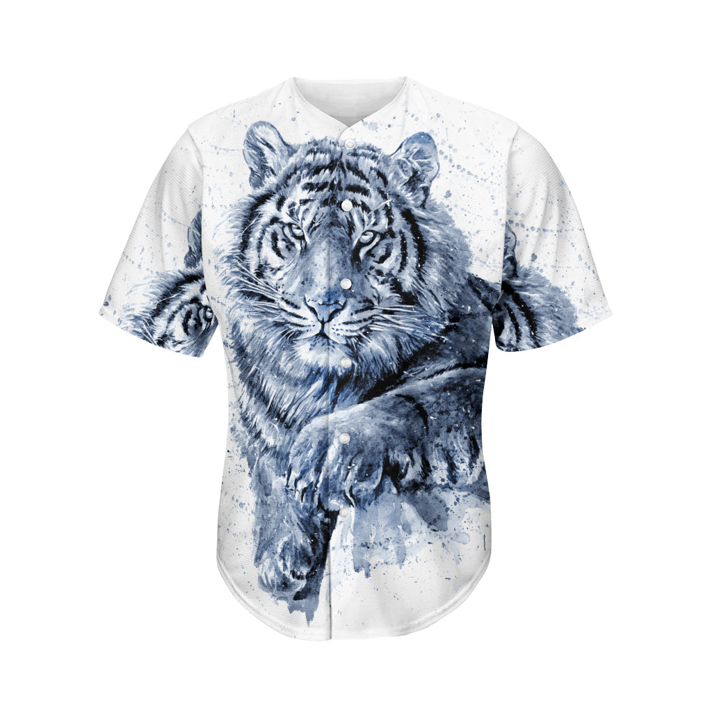 White Tiger Painting Print Men’S Baseball Jersey 3D Print