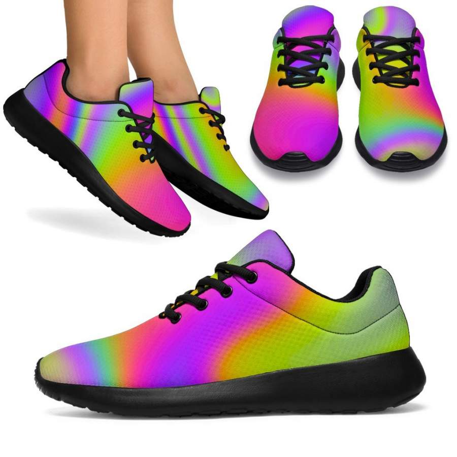 Abstract Holographic Trippy Print Sport Sneakers