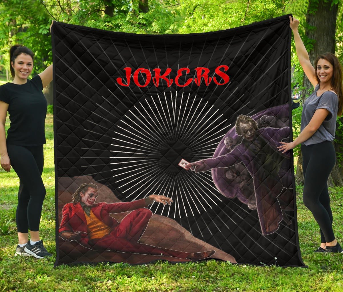 Horror Movie Evil Jokers Giving Cards Skulls Premium Quilt Blanket