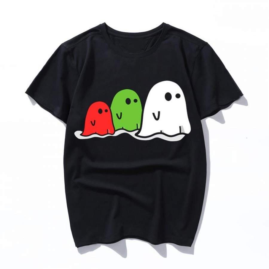 ghost trick or treaters Cotton Black Tshirt Women Tops Fashion Short Sleeve Vintage Female T-shirt Casual Men Tee Shirt Femme Summer