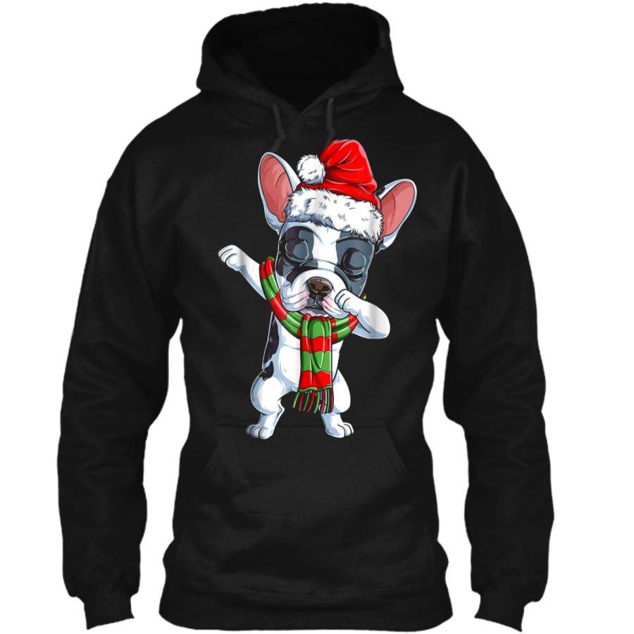 Dabbing French Bulldog Santa Christmas Kids Gifts Pullover Hoodie 8 oz