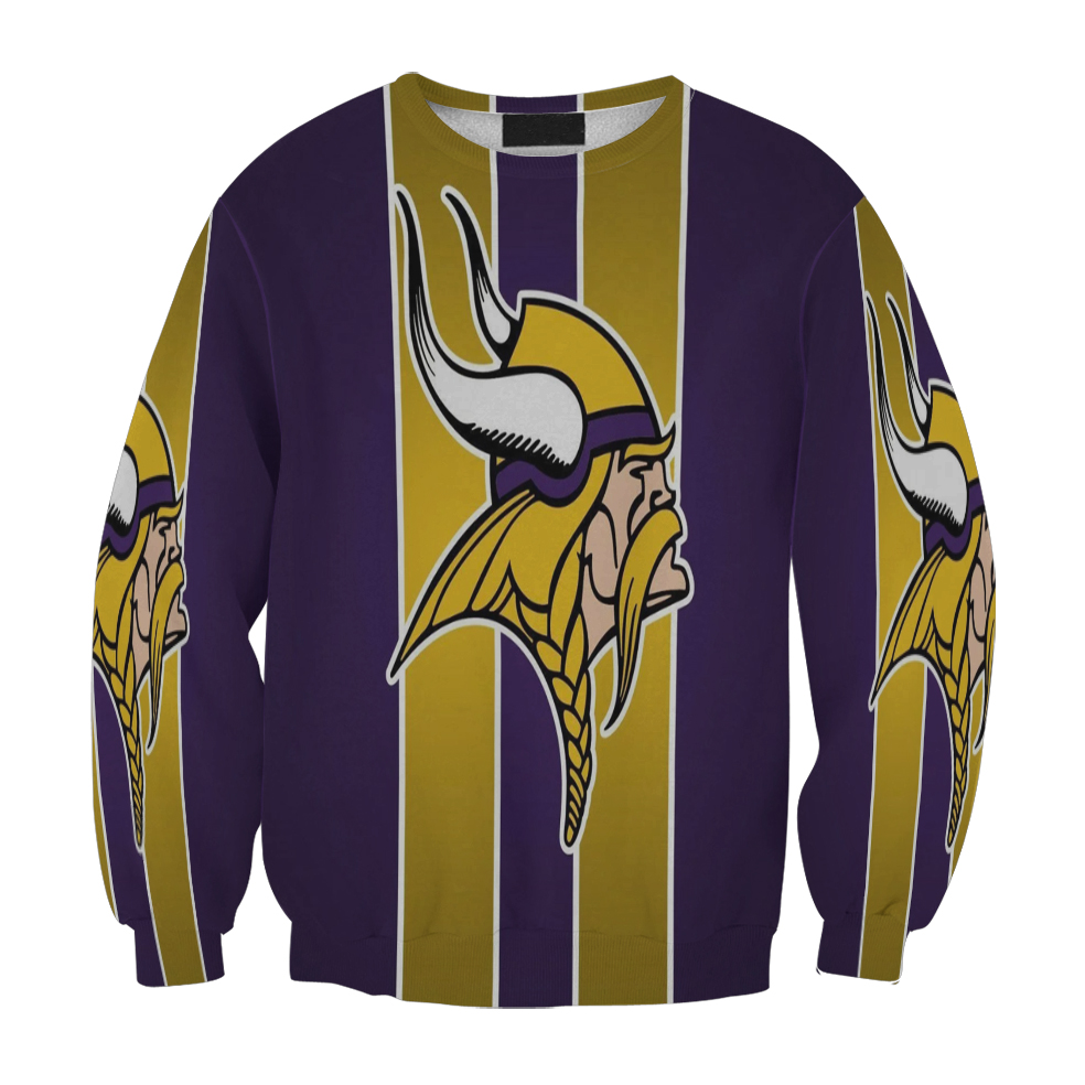 Minnesota Vikings Emblem Stripe Gift For Fan 3D Full Printing Sweatshirt