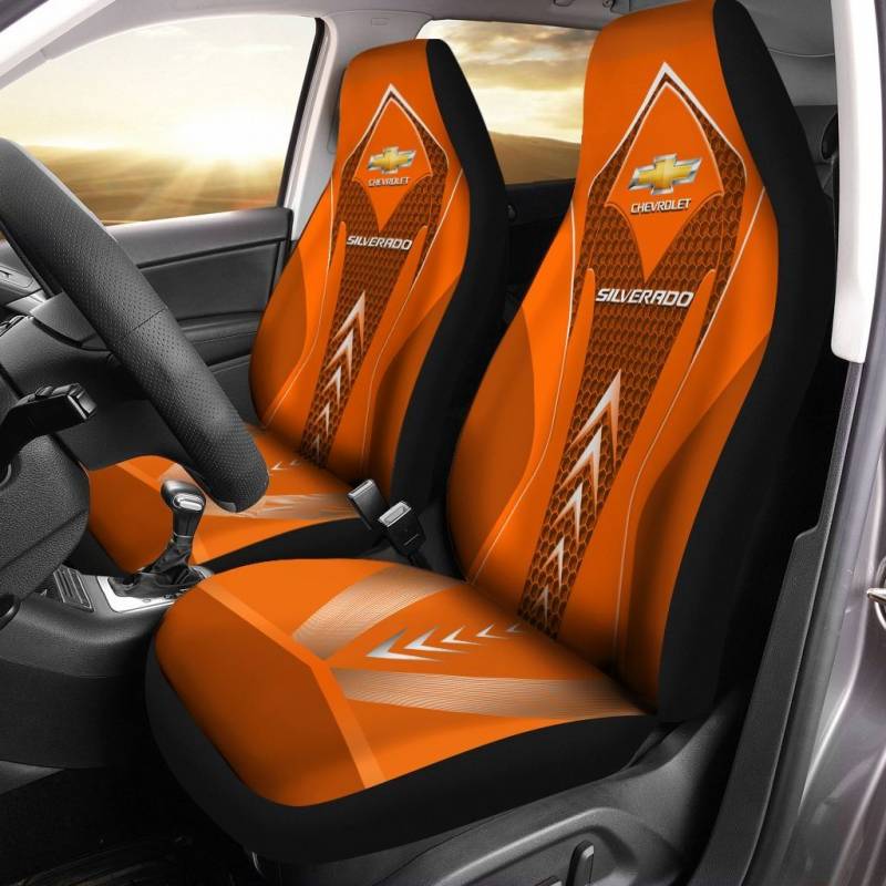 Chevrolet Silverado NTA Car Seat Cover (Set of 2) Ver 1 (Orange)