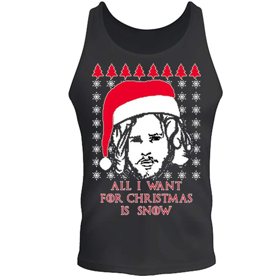 Christmas All I Want For Christmas Is Snow Santa Ugly Christmas Xmas Tee S-2XL tee Tank Top