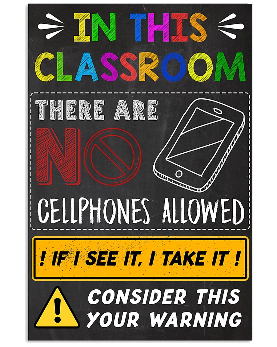 In This Classroom -There Are No Callphones Allowed Portrait Canvas & Poster Growth Mindset, Motivational Wall Art, School Office Classroom Teacher Decoration Art Wall Art