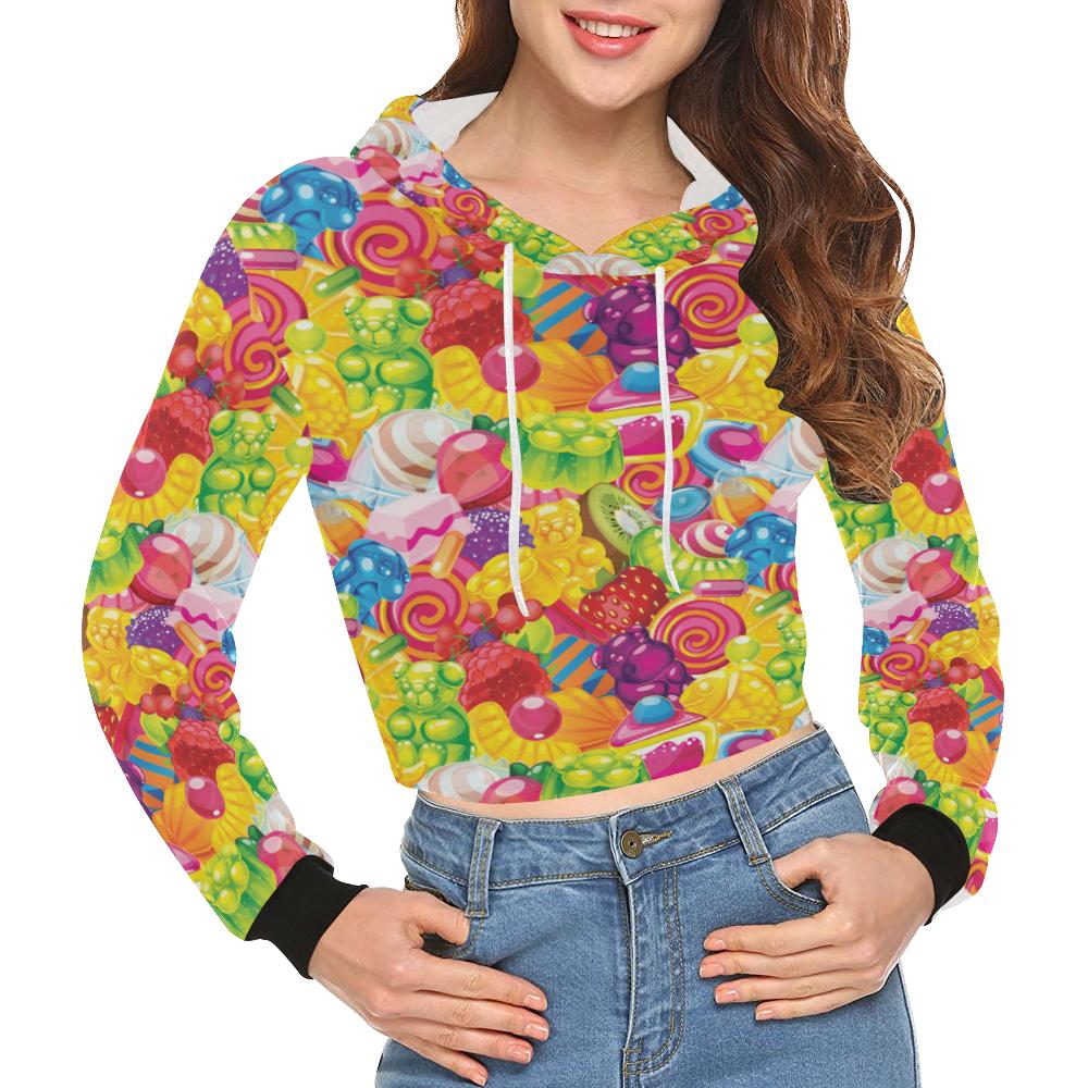 Candy Pattern Print Design Ca01 Women Cropped Hoodie