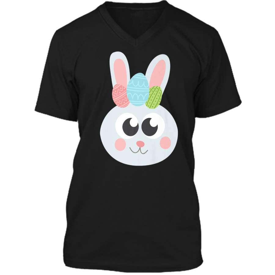 Cool Adorable Easter Bunny Face Costume Emojis Shirt Gift Mens Printed V-Neck T