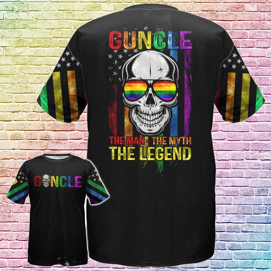 Gay Pride Shirt, Lgbt Guncle The Man The Myth The Legend Skull 3D, Gift For Gay Man